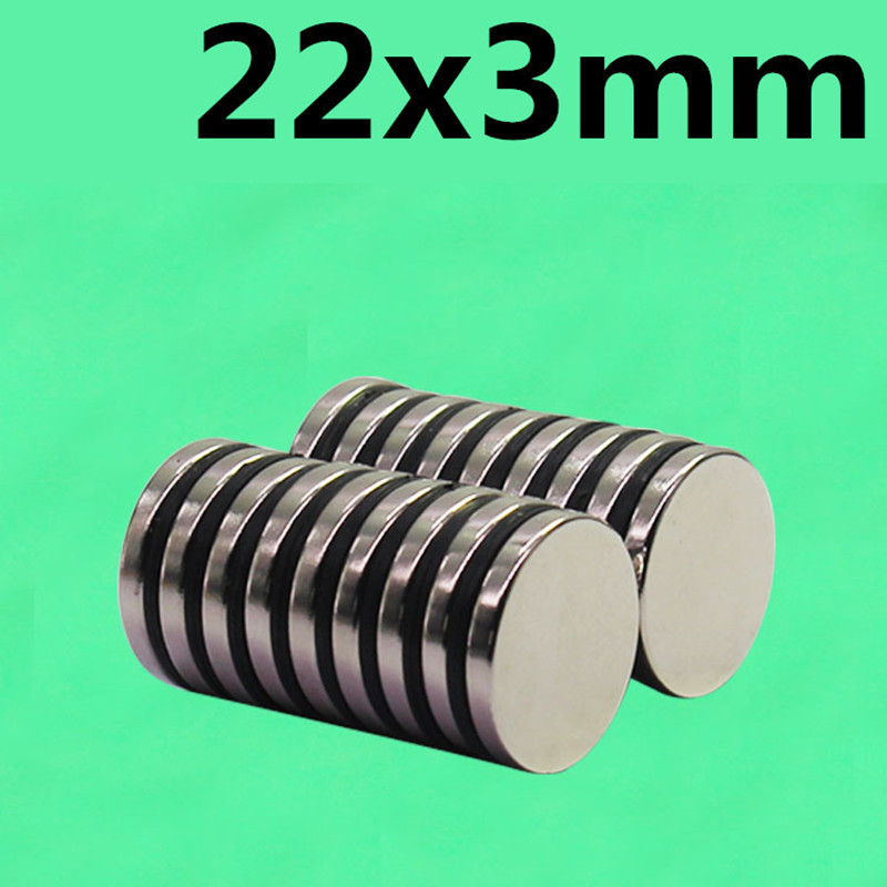 * 3pcs 22x3mm N35 Super Sterke Krachtige Kleine Ronde Zeldzame Aarde Neodymium Magneten 22x3mm