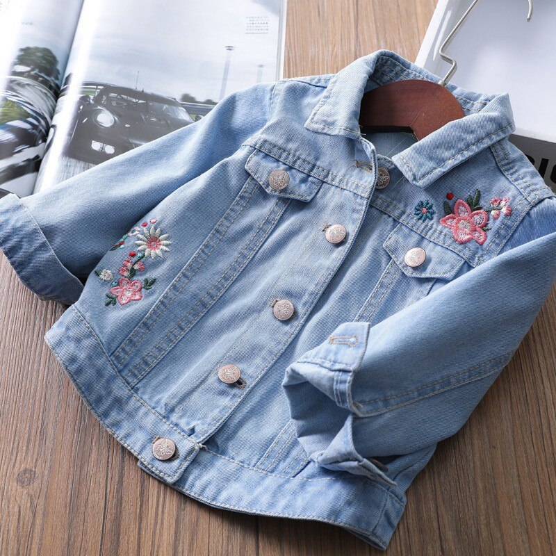 Girl denim jacket coat Flower embroidery Children's Spring Autumn coat kids jacket baby coat girl's baby jacket