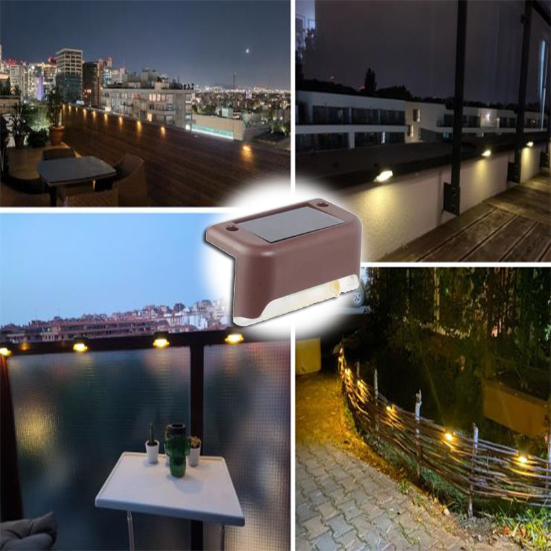 Blanc LED solaire étape lampe chemin escalier extérieur jardin lumières étanche balcon lumière décoration pour Patio escalier clôture lumière: YELLOW / 0-5W
