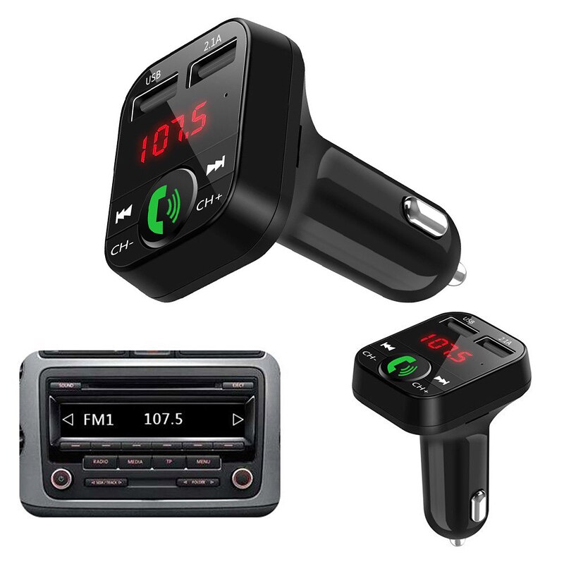 Draadloze bluetooth handsfree autoradio met  mp3 spelers, usb-lader en fm-zender