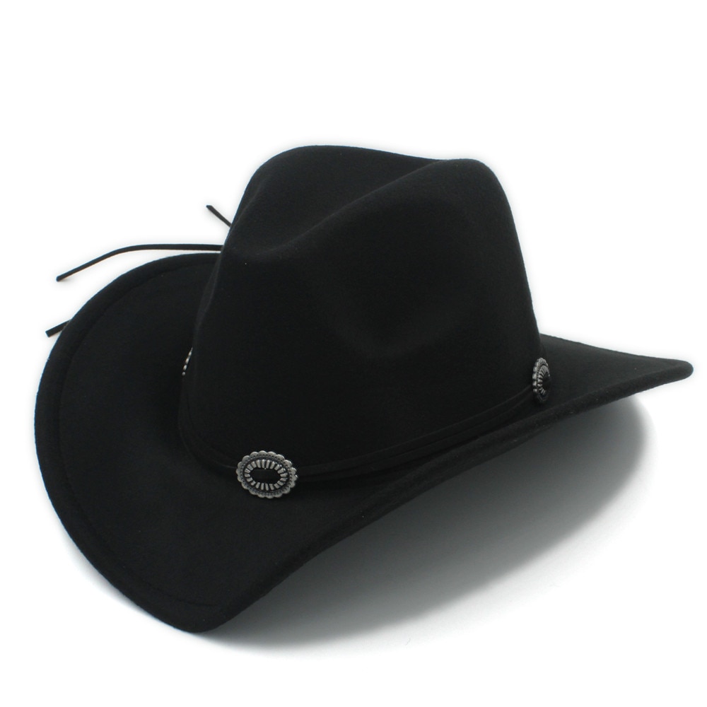Uld barn kids western cowboy hat til dreng pige cowgirl jazz kirke kasket med læder toca sombrero kasket 4-9 år