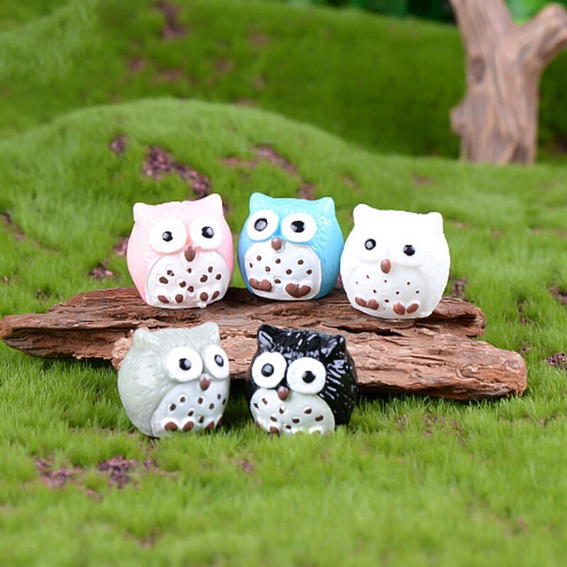 1 stk kunstig dyreugle miniature fe have hjem huse dekoration mini mikro landskabsdesign indretning 5 farver