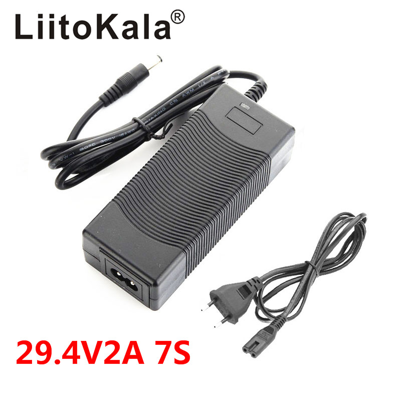 Liitokala 29.4V 2A Elektrische Fiets Lithium 18650 Lader Voor 24V 2A Lithium Batterij Plug Connector lader