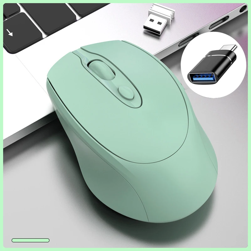 Ergonominen langaton hiiri 2.4g optista ladattavaa bluetooth-yhteensopivaa hiirtä kannettaville tietokoneille chromebookeille kannettaville tietokoneille pelihiiri: Tummanvihreä