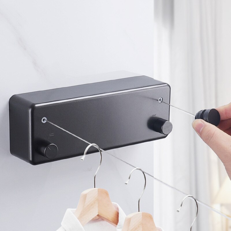 4.2m Wall Hanging Invisible Clothesline Balcony Shrinkage Clothline Mounted Dryer Clotheslines Laundry Hangers Wall Drying Rack