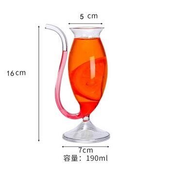 Tasse en verre de Vampire avec paille intégrée pour jus, verre de vin , tasse de verrerie transparente avec Tube de paille pour H: 190ml