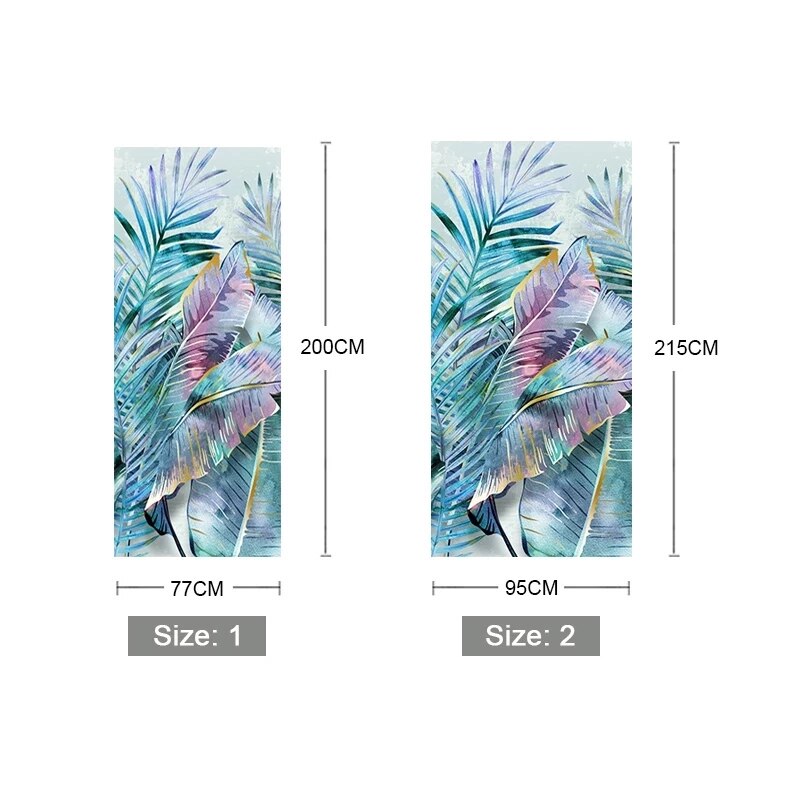 Pegatina de puerta de hojas de plantas, papel tapiz moderno para sala de estar, dormitorio, 3D, Pvc, impermeable, autoadhesivo, Mural de puerta, papeles de pared, decoración del hogar