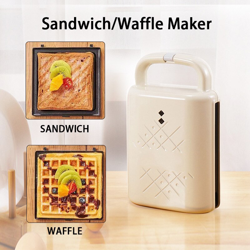 Mini Sandwich Waffle Breakfast Machine Household Multifunctional Heating Toast Pressing Toaster Small Light Food Machine: AU