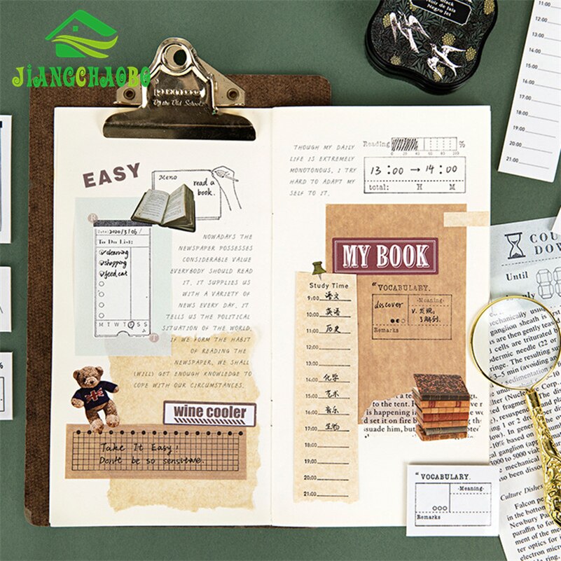 Vintage levy muistio lista ajan suunnittelija leima materiaali paketti scrapbooking paperitavarat scrapbooking standardi leima