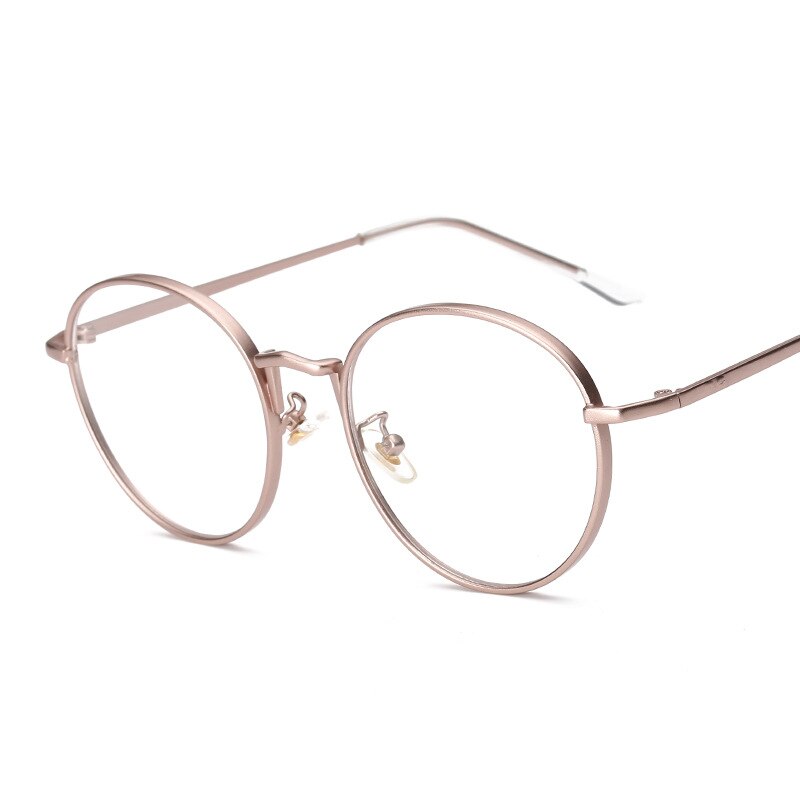 Literaire retro heren ovale brilmontuur dames getijnetbril versie groot montuur gouden draad platte spiegelbril: Roségoud