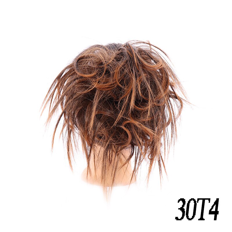 Xuanguang syntetisk rörig chignon munk gary brun färg hår bulle pad elastisk hår rep gummiband hårförlängningar: 30 t 4
