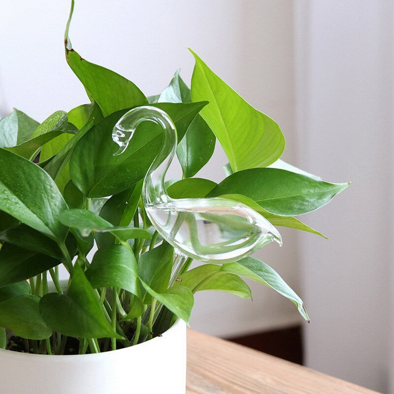 Cristal de agua para plantas autoriego de agua para plantas er, planta de vidrio portátil, flores, alimentador de agua, decoración de autoriego, latas de agua: Swan 