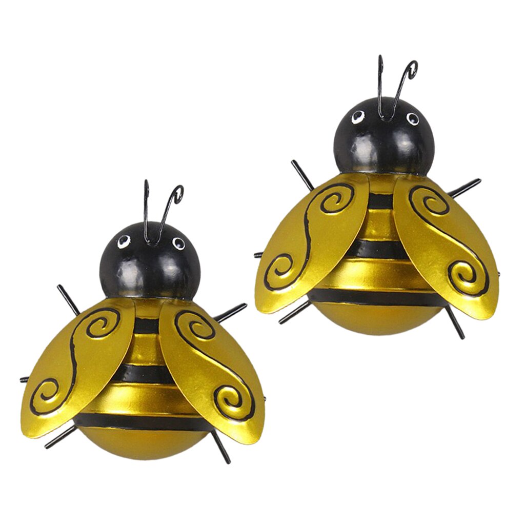 2 stk metal kunst bee væg kunst ornamenter sommer haven indretning insekter skulpturer