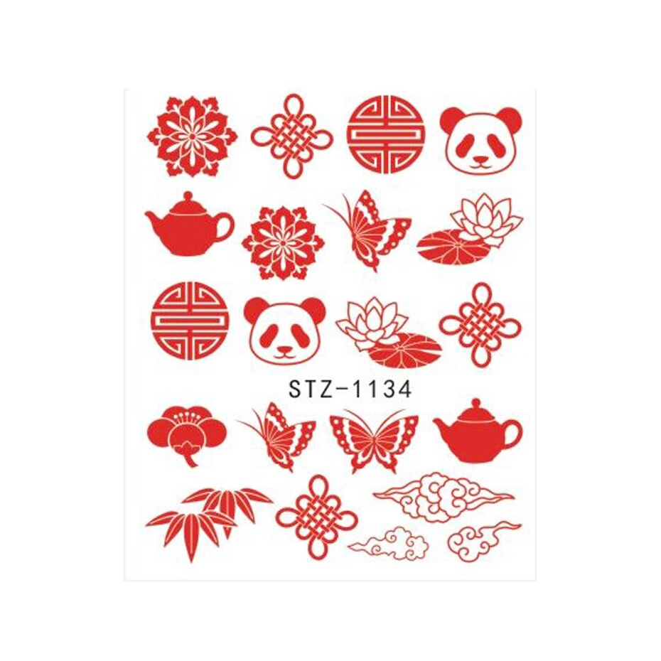 4/2/1pc Chinese Dragon Nail Art Sticker Water Decals Fire Year Character Nails Transfer Foils Manicures Decor BESTZ1130-1137: STZ-1134