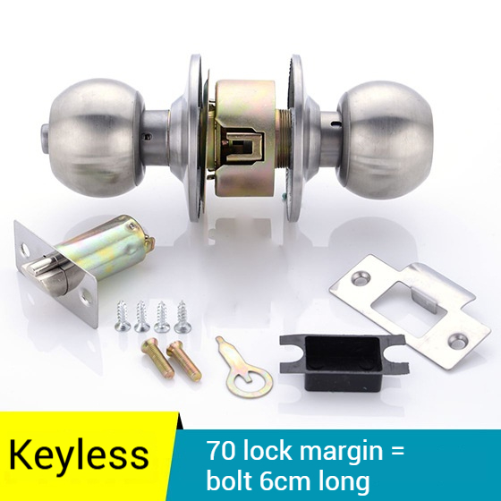 Zexef runde dørhåndtag i rustfrit stål med rotationslås, metal dørhåndtag med nøgle til soveværelser, stuer, badeværelser: M / Gul