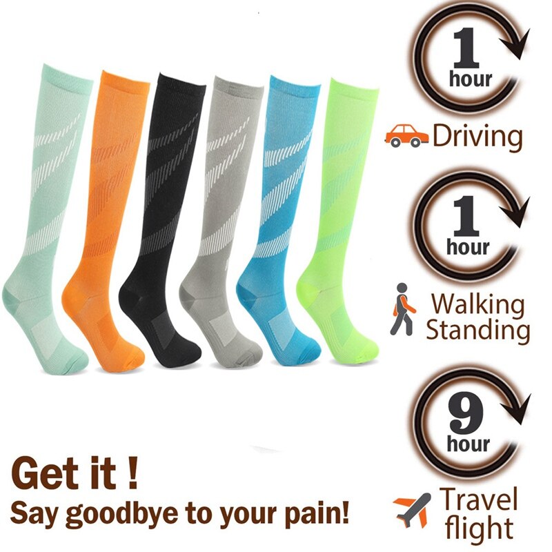 Unisex Socks Compression Stockings Pressure Varicose Vein Stocking Knee High Leg Support Stretch Pressure Circulation