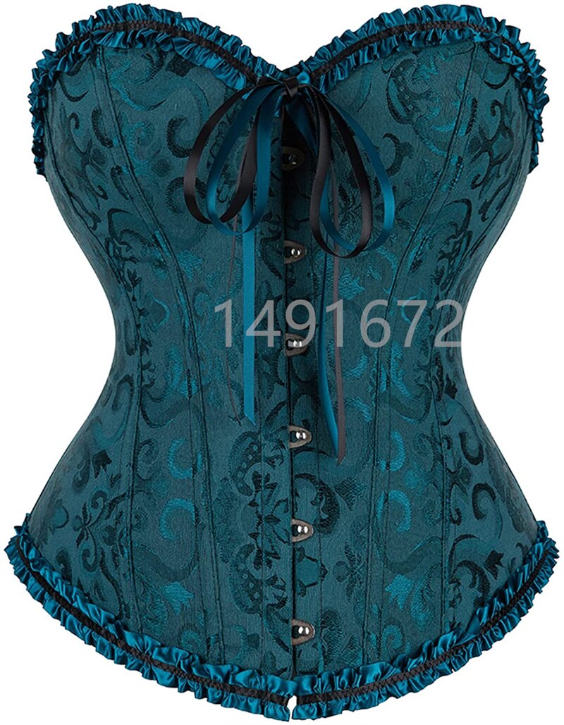 Sapubonva-corsé de talla grande para mujer, Top Sexy, corpiño, sobre el pecho, corsé de brocado gótico Floral, rosa roja