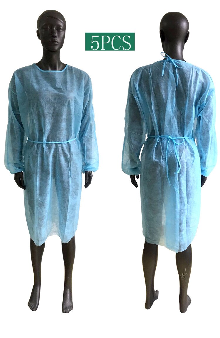 5pcs Protective Anti dust-proof Disposable Gown Home Outdoor Full Body Protection Isolation Clothes Labor Safety work Clothing: 5PCS-Blue