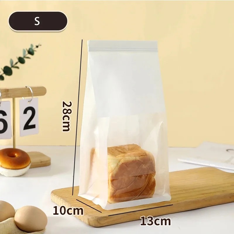 Bolsa de embalaje para pan con cierre hermético, embalaje transparente enrollado en alambre para galletas y pasteles, 30/50/100 unidades: Blanco / 5x5x5 cm