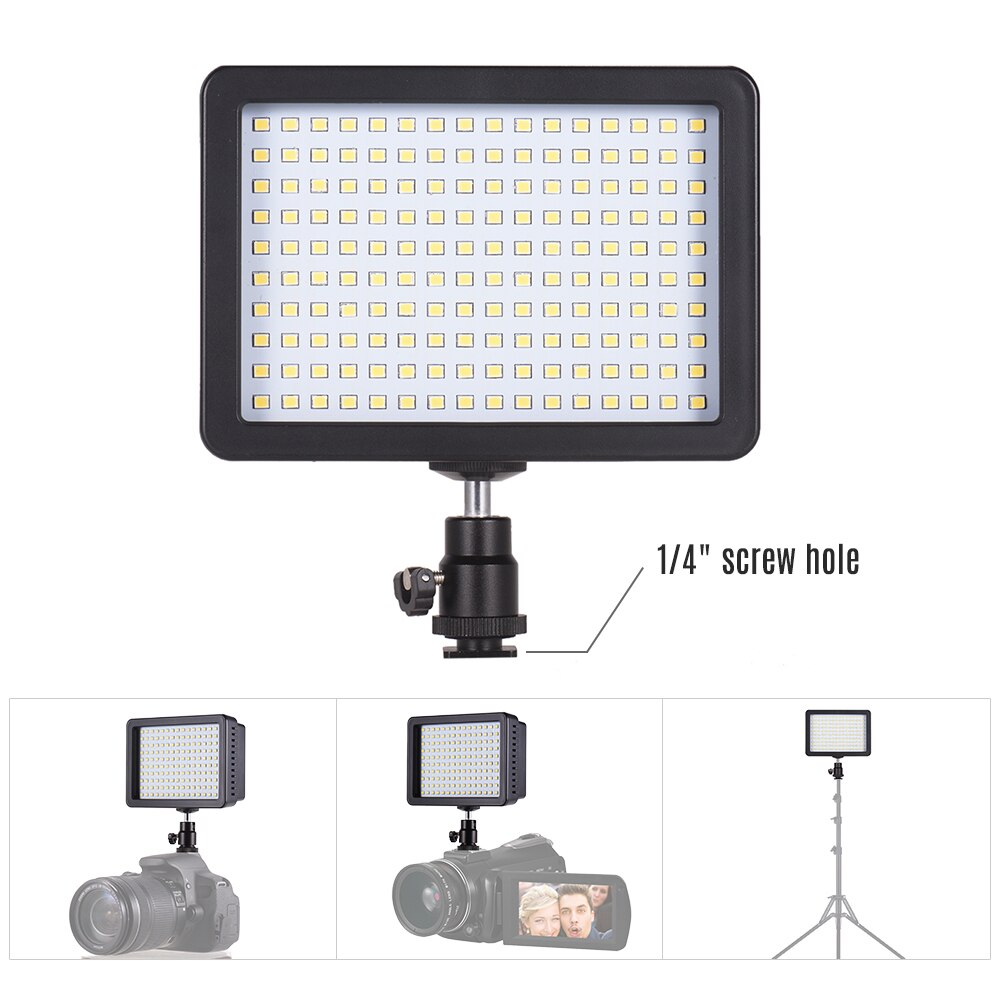 Andoer-Luz LED 5600K para fotografía, lámpara de cámara brillante, 3 filtros para vídeo, para Canon, Nikon, Pentax, Sony, Olympus, DSLR
