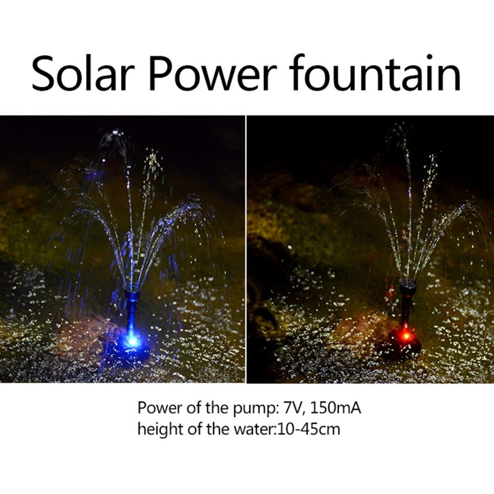 7V 1.2W LED Light Solar Panel Water Pump Kit Pool Garden Pond Submersible Solar Powered Fountain With built-in battery