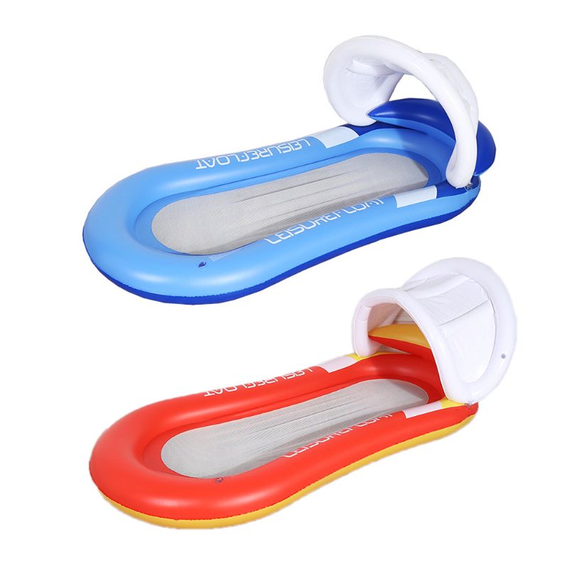 Summer Inflatable Detachable Awning Floating Bed Adult Foldable Water Reclining Chair Swimming Recliner Swim Pool Beach Toy