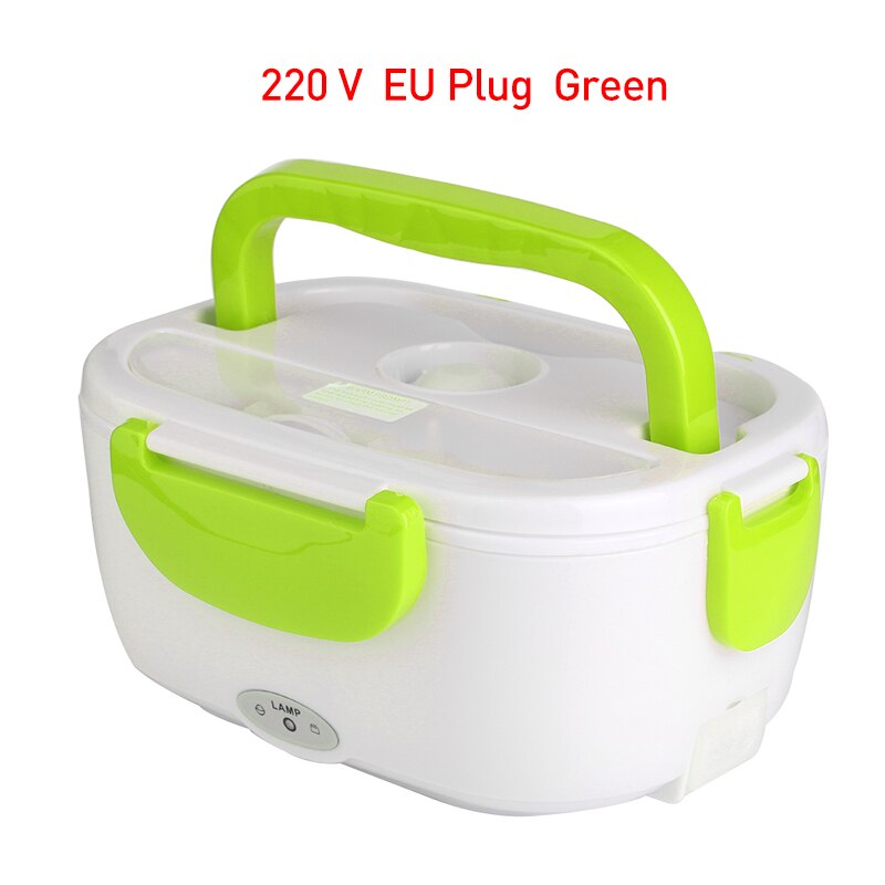 220V/110V Lunch Box Food Container Portable Electric Heating Food Warmer Heater Rice Container Dinnerware Sets for Home: 220 V Green