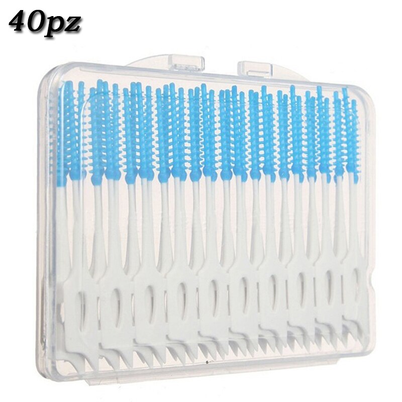 Cepillo Interdental Push-Pull de 0,7mm, cepillo de alambre para ortodoncia, herramienta para el cuidado bucal, 40 unids/lote