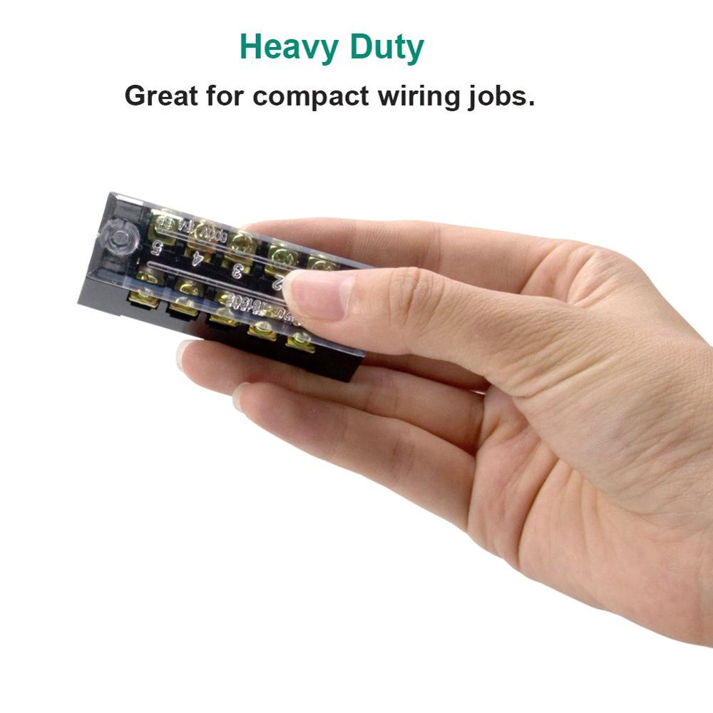 Terminal Block 8 Positions 600V 25A Dual Row Screw Terminals Strip Cover 400V 25A Pre-Insulated Terminal Barrier Jumper Strips