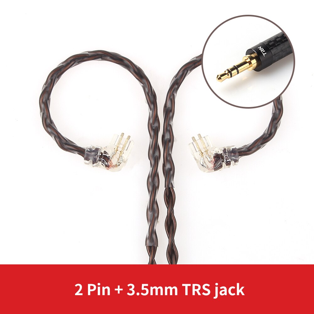 Trn  t4 8 -ytiminen occ kuparikaapeli  /3.5mm mmcx /2- nastaisella liittimellä päivitetty kaapeli kuulokkeiden kaapeli trn  v90 v80 v10 ba5 st1: lle: 2 nastaa 3.5