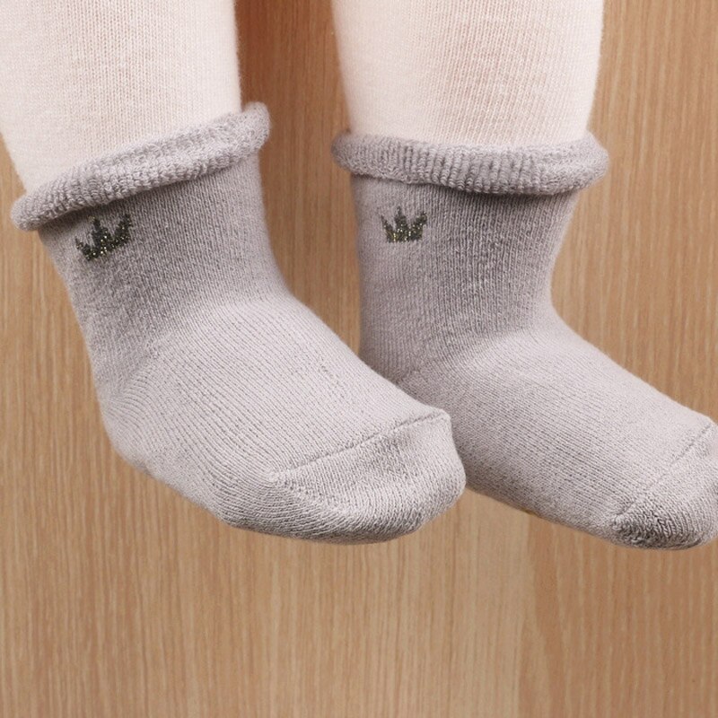 Winter Warm Baby Socken Baumwolle Dicken Atmungs rutschfeste Baby Kinder Kinder Buchten und Mädchen Socken Säuglinge Weichen Socken CS.73: Grau / 0 to 2 Y