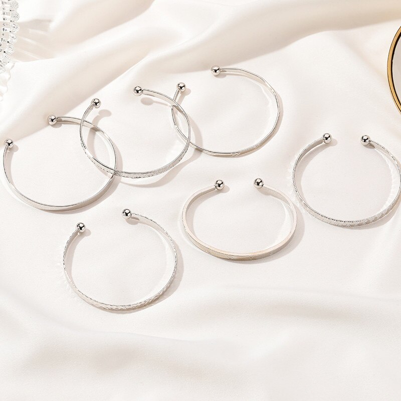 6 Stks/set Boho Vintage Gold Geometrische Gesneden Pijl Ronde Brief Armband Set Strand Mode Armbanden Voor Vrouwen Sieraden