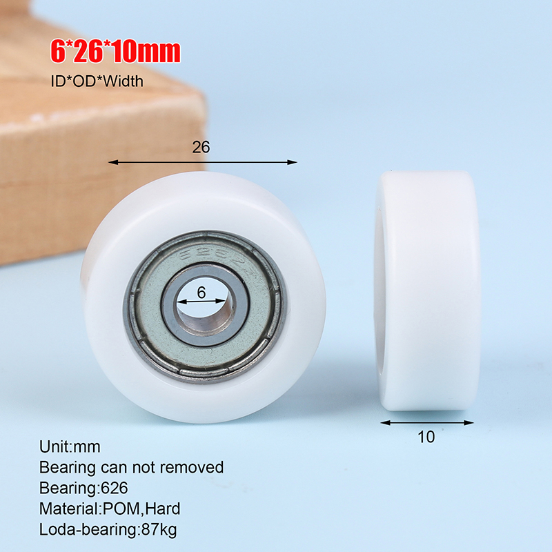 6*26*10mm Kunststoff Nylon Rolle POM Rolle Kugellager Rolle Schiebe Konverband Rad Lagerbier Rad