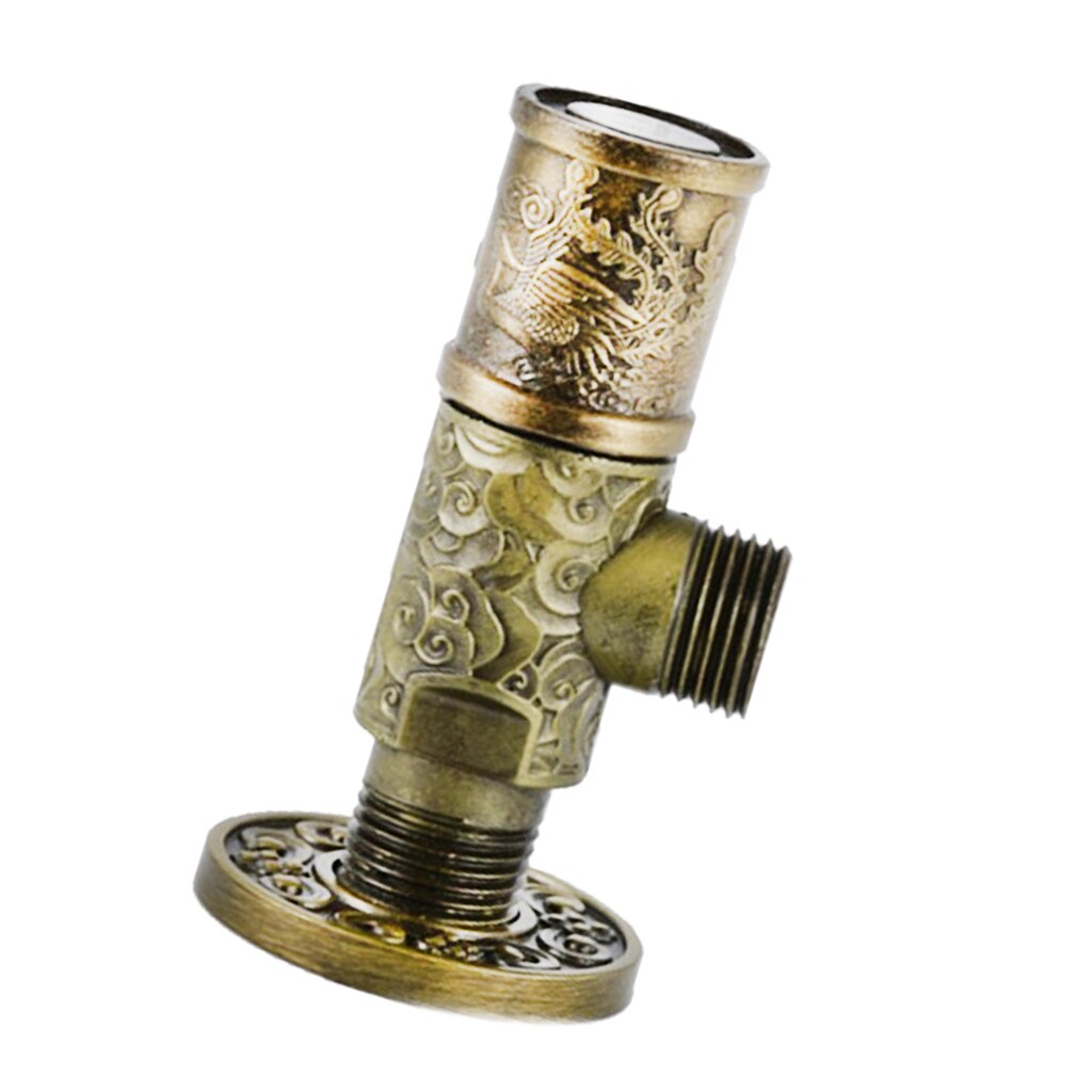 Vintage Gold Brass triangle valve Threaded Rotary Handle Valve Water Tap