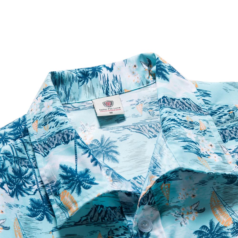 Sommer skjorter plus størrelse mænd afslappet toppe blå print kortærmet tee shirt til mænd turn-down krave bluse hawaiian til strandtøj