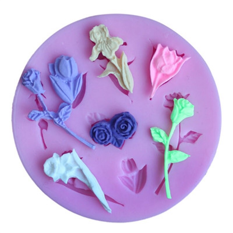 3D Food-grade Silicone Mold Rose Bloem zeep Siliconen Mal Fondant Decorating Cake Chocolade Candy Jello Keuken Bakvorm