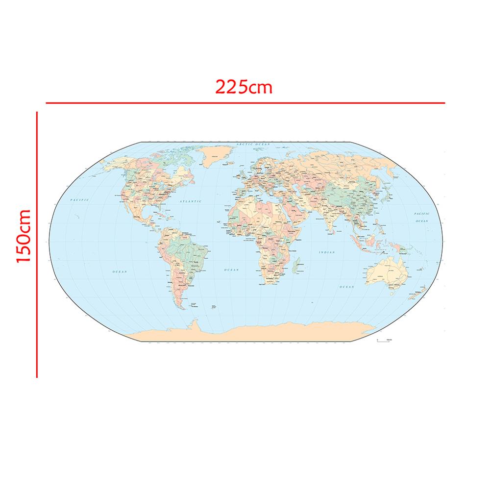 El mapa del mundo Mercator proyección 150x225cm no tejido impermeable mapa sin bandera nacional para viajes y viajes