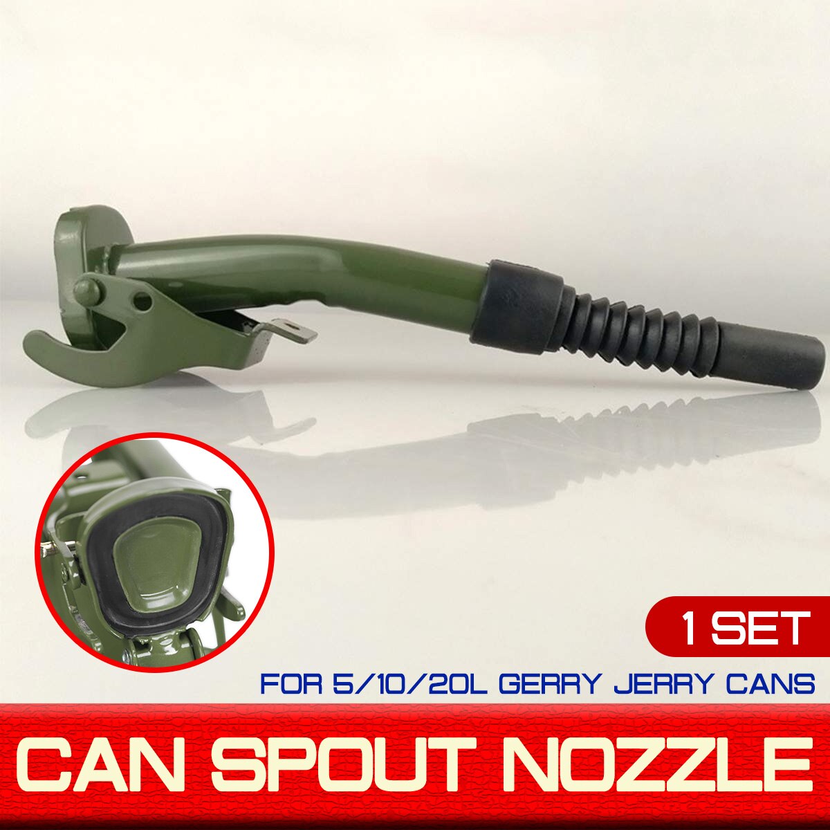 For 5/10/20L Gerry Jerry Cans Flexible Metal Pouring Spout With Sealing Rubber Gaske Fuel Nozzel Deep Green