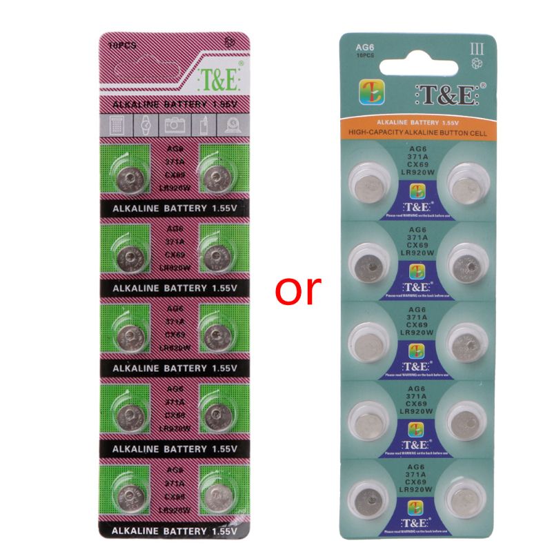 10PCS Alkaline Battery AG6 1.55V Button Coin Cell 371 SR920SW LR920 SR927 171 370 L921 LR69 SR920 Watch Batteries