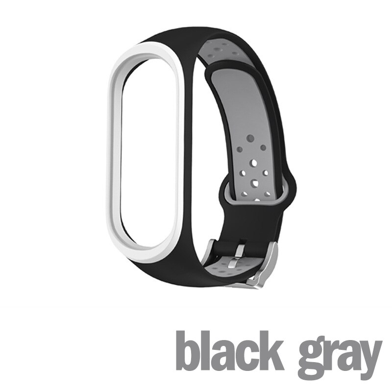 Pulsera para Xiaomi Mi banda 5 4 3 Correa deportiva de reloj de la correa de muñeca de silicona reemplazo correa para Xiaomi Miband gota 5 Band4 3 NFC: black gray / For Miband 5