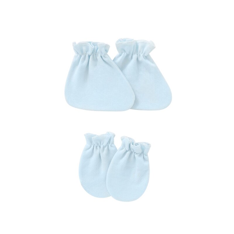 2 Paare Nein kratzen Fäustlinge Socken einstellen Anti Kratzen Handschuhe Fuß Abdeckungen Gesicht Schutz Sanft Baumwolle Hände Knöchel Socken: Blau