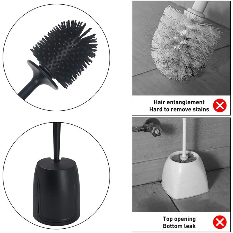 Toilet Brush with Holder, Silicone Brush Toilet Brush Cleaner for Bathroom Cleaning Supplies