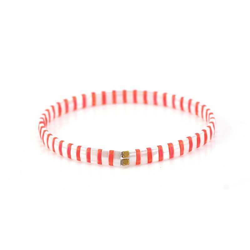 Pulsera Bohemia MIYUKI para mujer, brazalete de cuentas de TIla multicolor, joyería étnica, Bisutería: HDB001-red