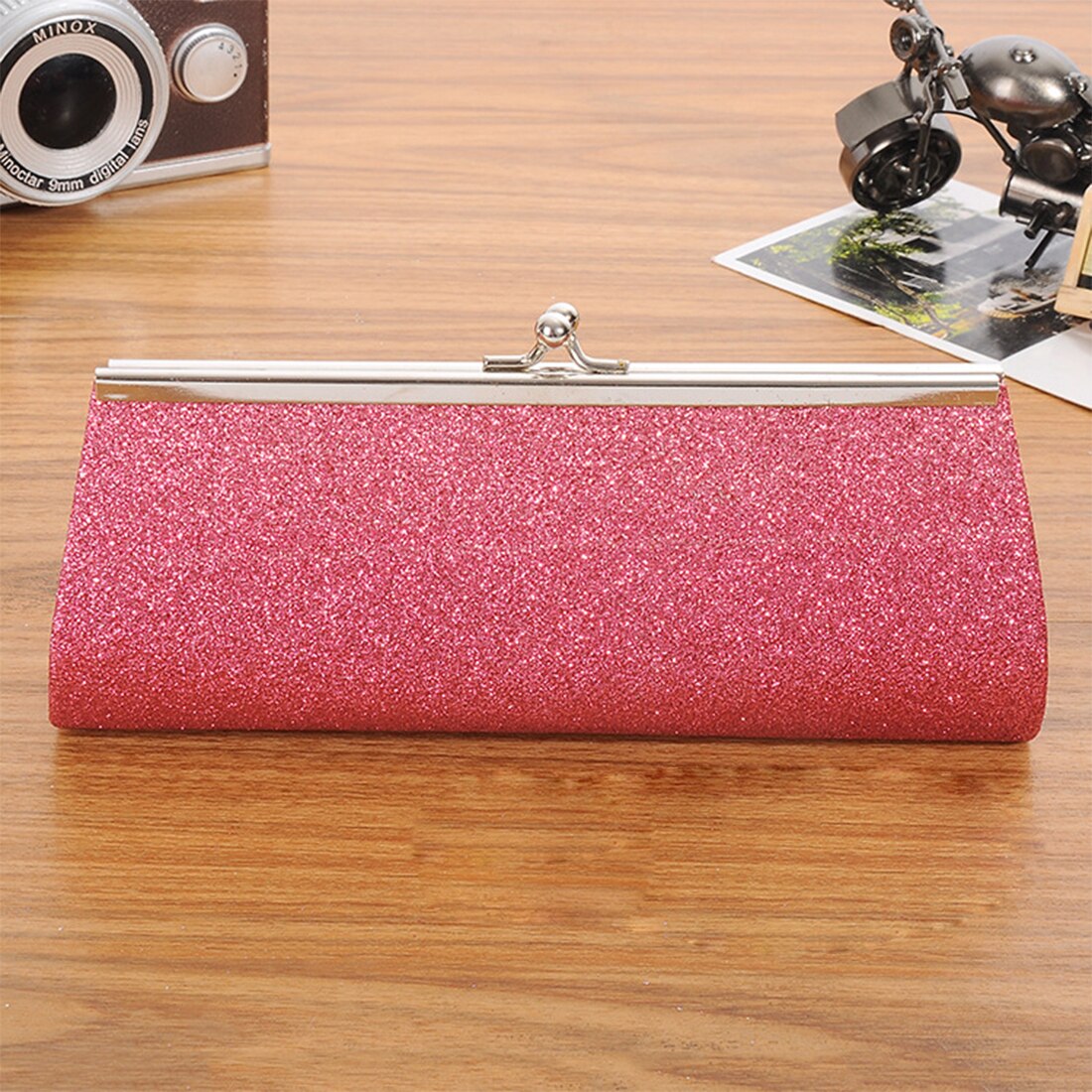 Pochettes de soirée en diamant pailleté pour femmes, sacoche de jour en cristal pour fête de mariage, sac à main brillant avec chaîne en argent et or: Rose