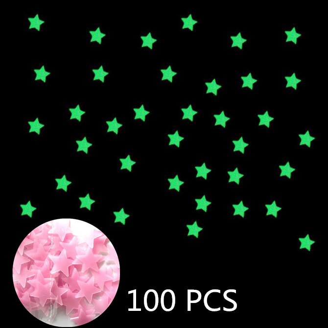 Sky Starry Nightlight Clear Star Wall Sticker 100PC Kids Bedroom Beautiful Fluorescent Glow In The Dark Stars Wall Stickers