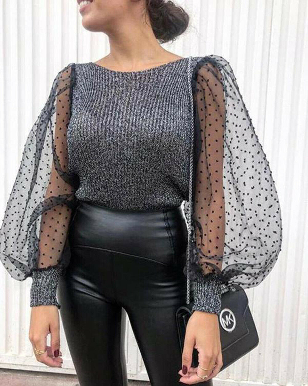 T-shirt à manches longues pour femme, haut transparent en maille transparente, nouvelle