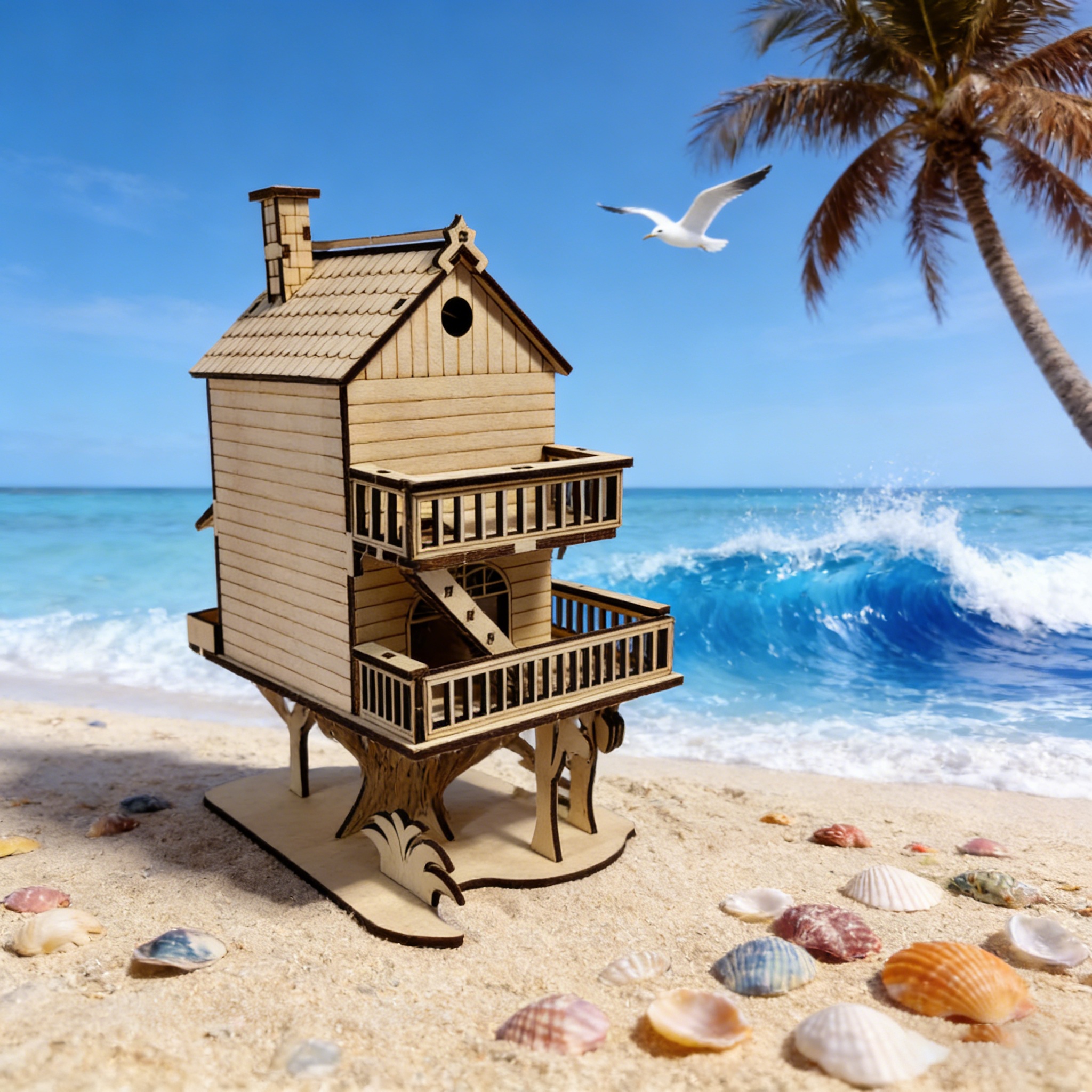 1 Wooden 3D Puzzle Cabin, DIY Wooden Assembly Model, Decor , Perfect for Family Assembly
