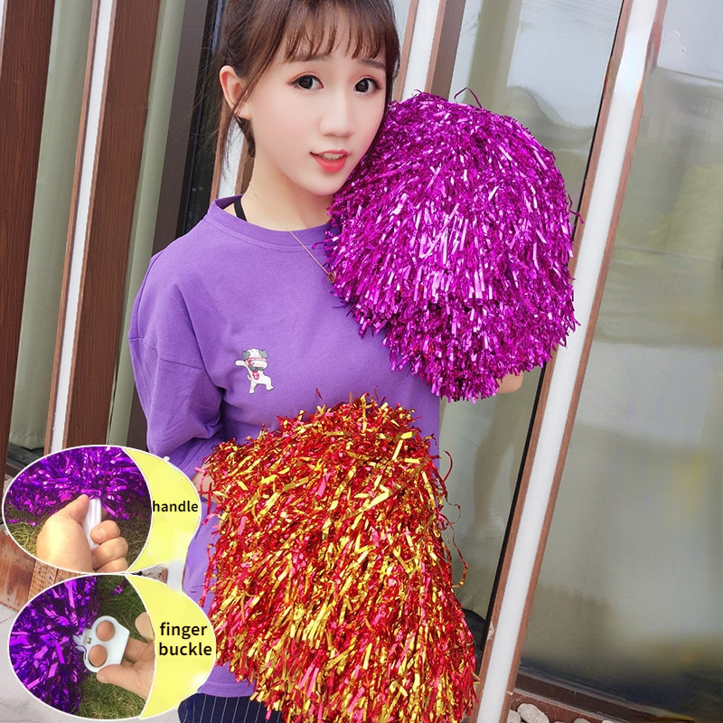 25-30CM Girl Pom Poms Sparkly Filament Hand Flower Cheerleader Holding Pompom Cheerleader Flower Ball Dance Game Cheer Props