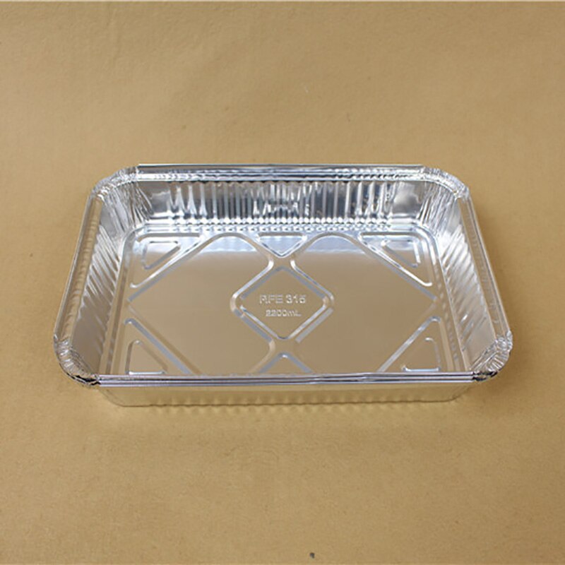 Bandeja grande de aluminio para barbacoa, bandeja reciclable con cubierta de papel de aluminio de 2200ml, utensilios de cocina para exterior, 10 Uds.