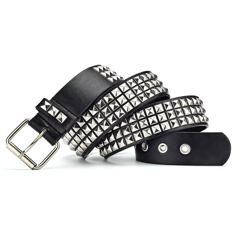 Riemriem met bezaaid riem unisex punk riem hiphop veelzijdige accessoires en riemgesp mannen voor jeansrokken of jurken (kleur: zwart, maat: 110cm